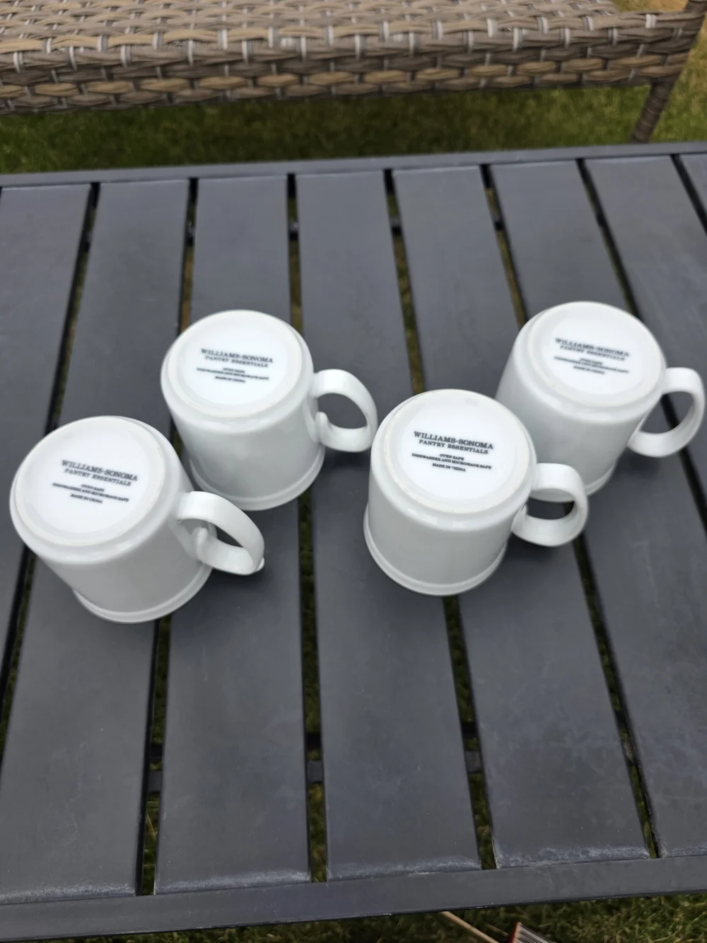 Williams Sonoma Pantry Essentials White Porcelain Coffee Mugs Set of 4 Oven Safe
